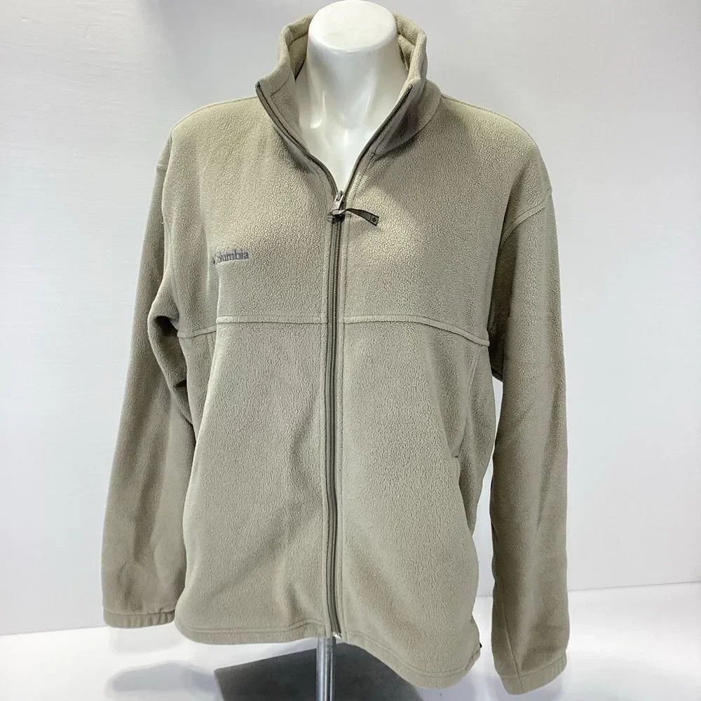 Columbia Fleece Jacket Beige Full-Zip Men’s M Zip Front